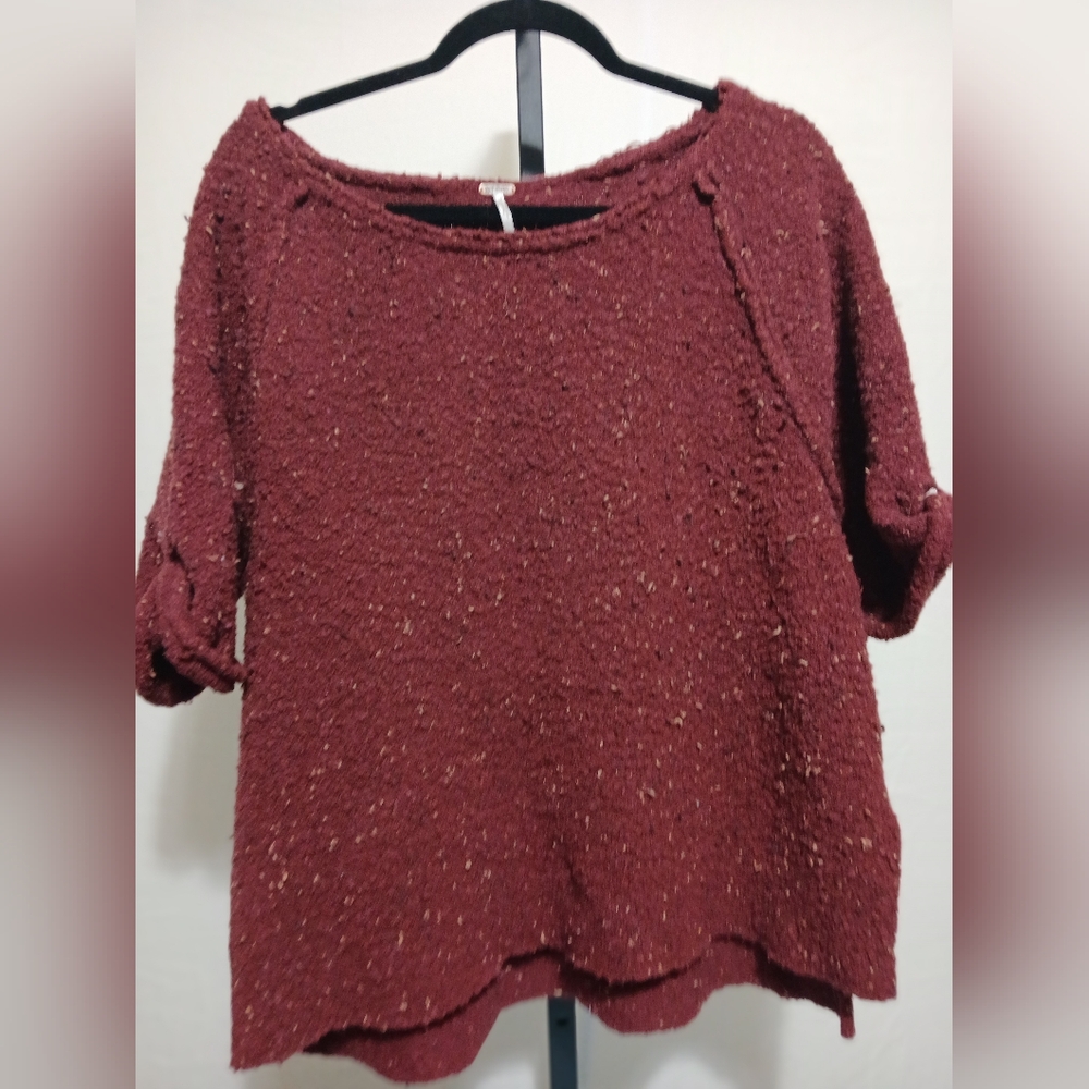 Free People Maroon Textured Sweater
